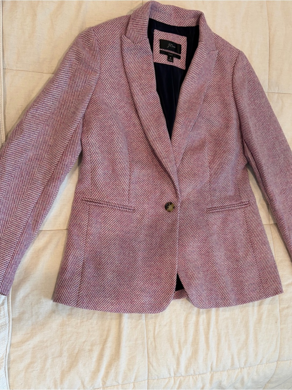 J. Crew Mauve Herringbone Single-Button Blazer